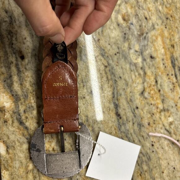 Vintage Canterbury Silver Heart Concho Woven Brown Leather Belt Sz M 34” main image 11